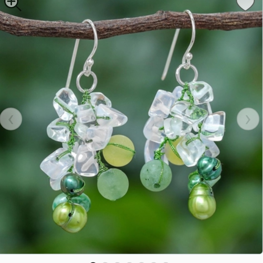 Novica Dangle Earrings in Shades of Green